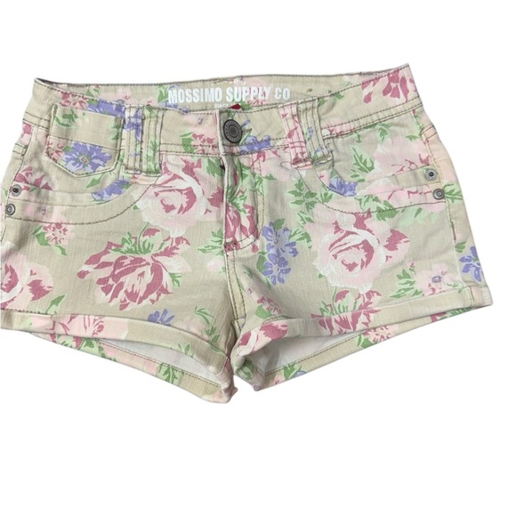 MOSSIMO SUPPLY CO. Pink and Green Jean Shorts Floral Pattern - Picture 1 of 5